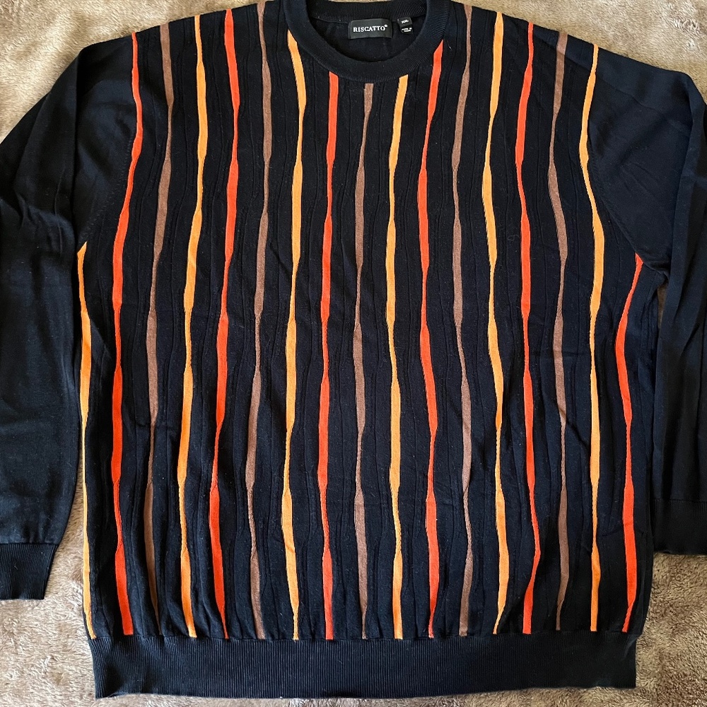 Mens Riscatto XXL multi black, orange gold & brown sweater